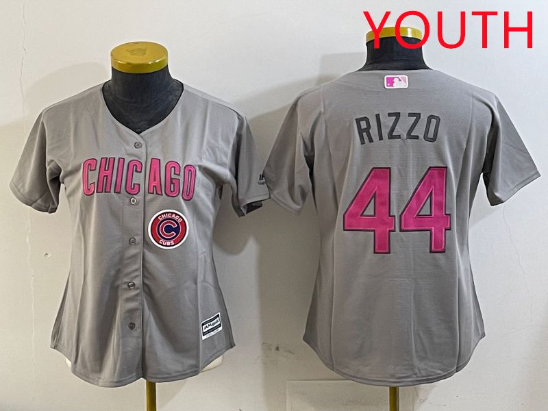 Youth Chicago Cubs 44 Rizzo Grey Fashion Game 2025 Nike MLB Jersey style 6